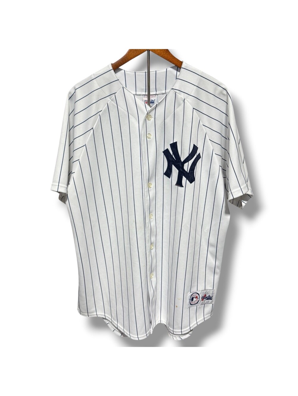 Vintage New York Yankees Majestic Pinstripe Baseball Jersey XL Made Korea